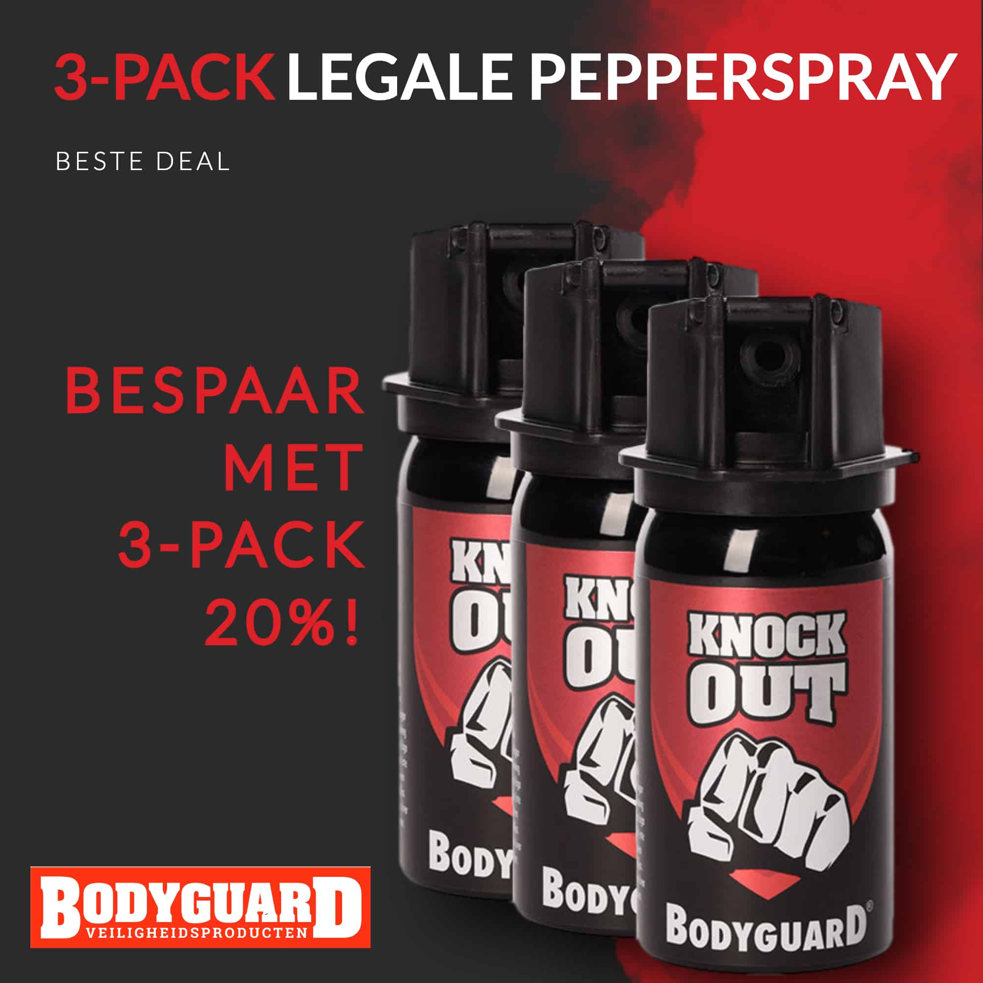 Legaal pepperspray Bodyguard Knock Out 3-pack